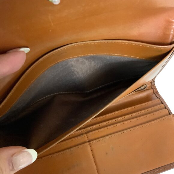 Vintage Dooney & Bourke All Weather Leather Wallet Red Brown Snap Closure - Picture 7 of 12